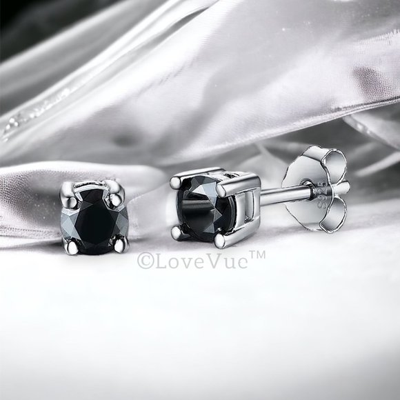 0.30ct. t.w. Black Diamond Solitaire Dainty Earrings VVS1 - Picture 5 of 14